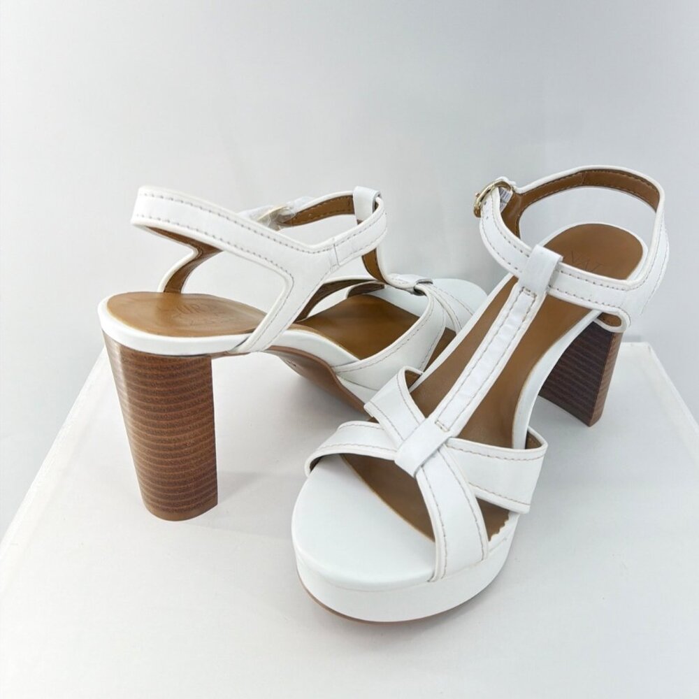 Naturalizer Marnie White Platforms Ankle Strap Heel Sandals Size Women 8 Wide